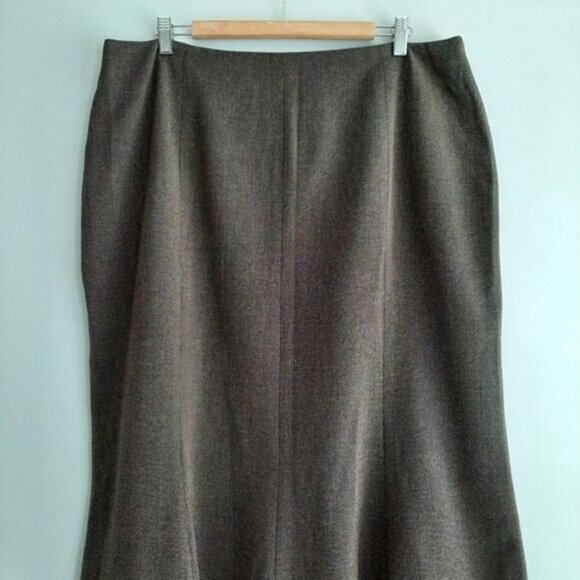 LAURA PLUS / Light Fabric Tweed Midi Skirt Brown & Cream Sz 18 - Picture 3 of 9